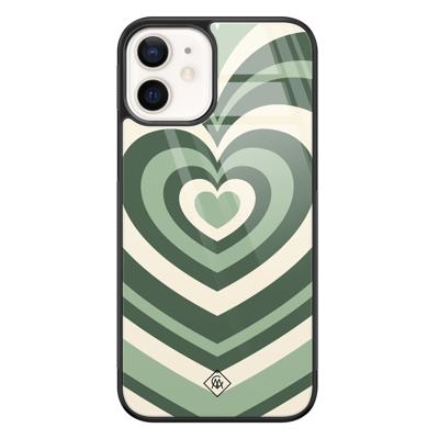 iPhone 12 glazen hardcase - Hart swirl groen