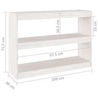 Boekenkast/kamerscherm 100x30x71,5 cm grenenhout wit - thumbnail