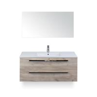 Seville Badmeubelset 120 cm - 2 laden Craft Oak - Wastafel Enjoy Enkel - met Spiegel - thumbnail