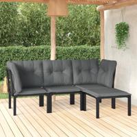 4-delige Loungeset poly rattan zwart en grijs - thumbnail
