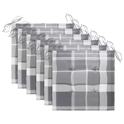 Tuinstoelkussens 6 st 50x50x3 cm oxford stof ruitpatroon grijs