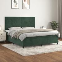 Boxspring met matras fluweel donkergroen 160x200 cm - thumbnail