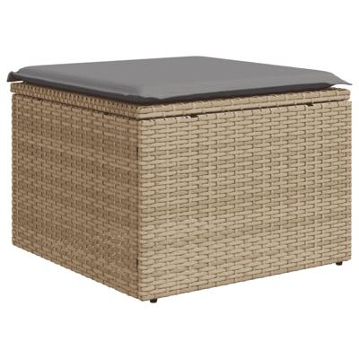 4-delige Loungeset met kussens poly rattan beige - thumbnail