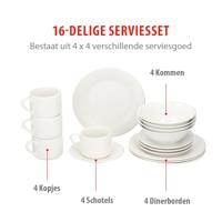 Ontbijtset 16 delig wit aardewerk - thumbnail