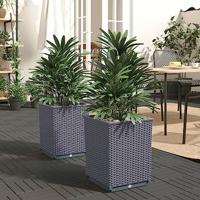 VidaXL Plantenbakken 2 st 30x30x37 cm polypropeen blauwgrijs - thumbnail