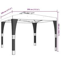 Prieel met dubbel dak 2,98x2,98 m staal crmekleurig - thumbnail