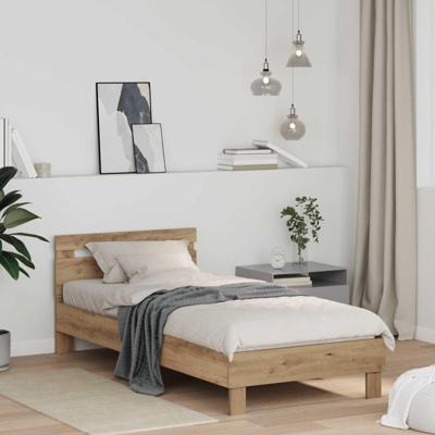 Bedframe met hoofdeinde Artisan Eiken 75 x 190 cm Bewerkt hout