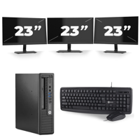HP EliteDesk 800 G1 USFF - Intel Core i7-4e Generatie - 16GB RAM - 256GB SSD - Windows 10 + 3x 23 inch Monitor - thumbnail