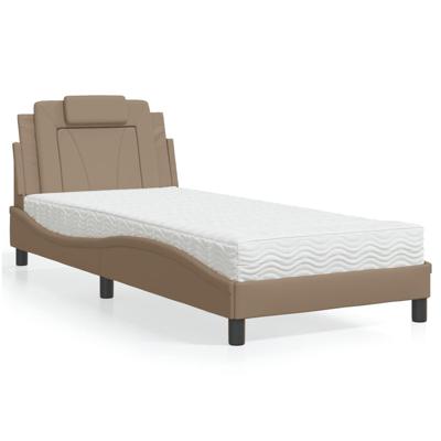 Bed met matras kunstleer cappuccinokleurig 80x200 cm