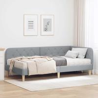Hoekbedframe met matras Lichtgrijs 90 x 190 cm Stof - thumbnail
