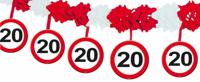 Verjaardags slinger 20 Jaar verkeersbord met onderhanger - thumbnail