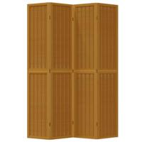 Kamerscherm met 4 panelen massief paulowniahout bruin - thumbnail