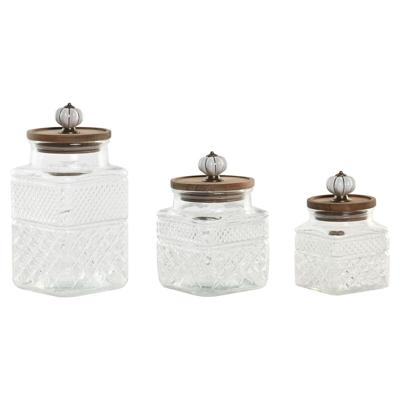 Set van 3 Potjes Home ESPRIT Transparant Natuurlijk 1,8 L 3 Onderdelen