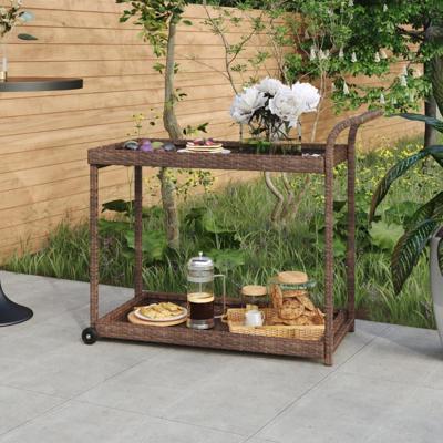 VidaXL Serveerwagen 100x45x83 cm poly rattan bruin VidaXL Serveerwagen 100x45x83 cm poly rattan bruin