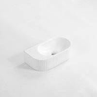 QeramiQ Blend Fontein - 40x22x12cm - Geribbeld - halfrond - zonder kraangat - Keramiek - Wit Mat SW1210755 - thumbnail