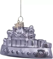 Vondels glazen kerstbal Monopoly boot 10.5cm zilver - thumbnail