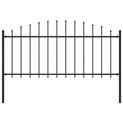 Tuinhek met speren bovenkant (0,5-0,75)x1,7 m staal zwart