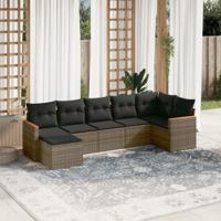 7-delige Loungeset met kussens poly rattan grijs - thumbnail