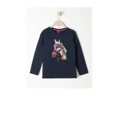 s.Oliver longsleeve met printopdruk en pailletten donkerblauw