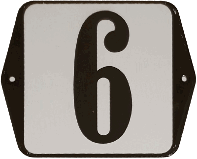 Huisnummer naambordje standaard 15x12 cm nummer 6 - Warentuin mix