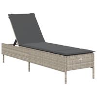 Ligstoelen 2 st met kussen poly rattan lichtgrijs - thumbnail