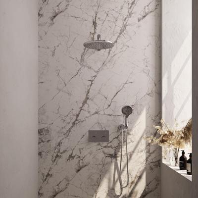 Chrome Carving inbouw regendouche set met thermostaat, drukknoppen en 30 cm douchekop