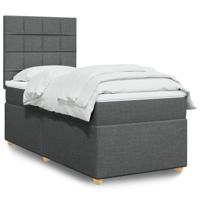 Boxspring met matras stof donkergrijs 90x190 cm - thumbnail