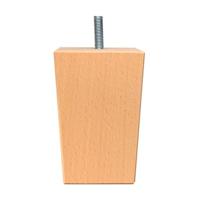 Meubelpoot vierkant 7 bij 7 cm en hoogte 10 cm van massief hout (M8) - thumbnail
