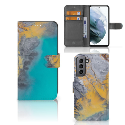 Samsung Galaxy S21 FE | Bookcase | Marble Blue Gold
