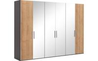 Goossens Kledingkast Easy Storage Ddk, Kledingkast 304 cm breed, 220 cm hoog, 2x draaideur en 4x spiegel draaideur midden - thumbnail