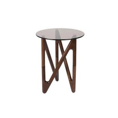 Dutchbone Ronde Bijzettafel 'Naia' Eikenhout en glas, 40cm, kleur Bruin