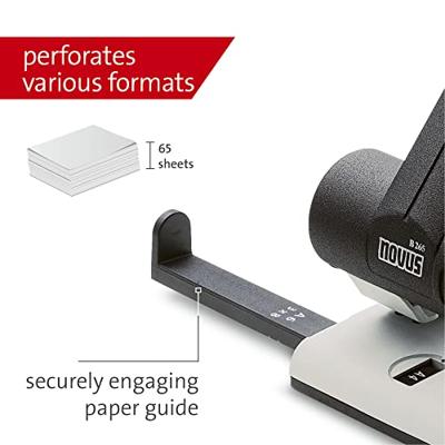 Novus Office 025-0266 Archiefperforator B265 Lichtgrijs, Diepzwart Instelformaat (max.): DIN A4 65 vel (80 g/m²) - thumbnail