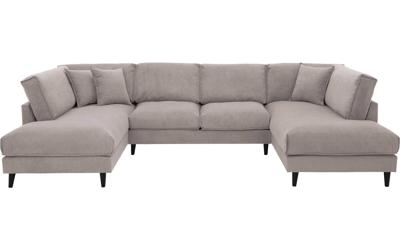 Goossens Bank Jonas beige, stof, urban industrieel met ligelement links met ligelement rechts