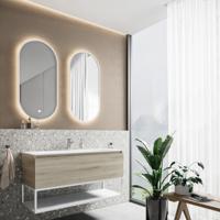 Badkamermeubelset BWS Anubis Frame 120cm 1 Lade Grijs Eiken Met Wastafel (Naar Keuze) - thumbnail