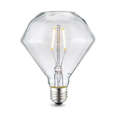 Edison Vintage E27 LED filament lichtbron Diamond | D95 11.2/11.2/13.8cm | Helder | geschikt voor E27 fitting | 2W 160lm 2700K | warm wit licht