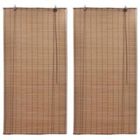 VidaXL Rolgordijnen 2 st 150x220 cm bamboe bruin - thumbnail