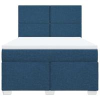 Boxspring met matras stof blauw 140x190 cm - thumbnail