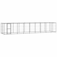 Hondenkennel met dak 21,78 m² staal - thumbnail