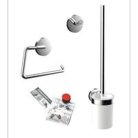 Emco Round Toiletaccessoireset - toiletborstelhouder - open - toiletrolhouder - zonder klep - handdoekhaken - 2 stuks - enkel - chroom 439800100 - thumbnail