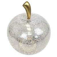 Appel met 40 LED's, met timer, van zilverkleurig glas (B/H/D) 27x30x27 cm - thumbnail