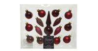 Decoris kerstballen piek glas 15st Ossenbloed - thumbnail