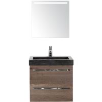 Seville Badmeubelset 60 cm - Tabacco - Wastafel Hardsteen Wit Lucca met Sence Spiegel - thumbnail