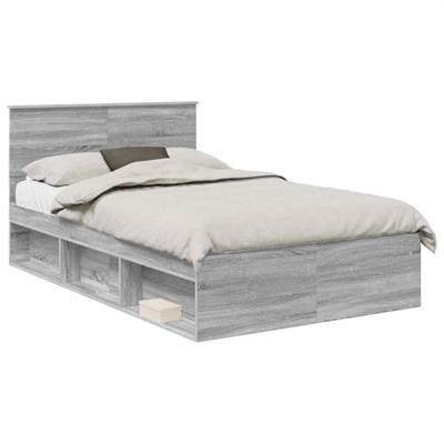Bedframe met hoofdeinde Grijs Sonoma 135 x 190 cm Bewerkt hout