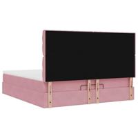 Ottoman bed met matrassen 180x200cm fluweel roze - thumbnail