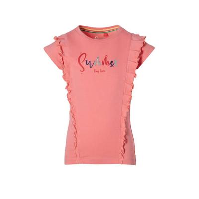 Quapi Girls T-shirt Fayah met tekst en ruches zachtroze Quapi Girls T-shirt Fayah met tekst en ruches zachtroze