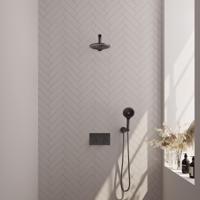 Gunmetal thermostatische inbouw regendouche set met 20 cm douchekop en handdouche - thumbnail