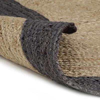 VidaXL Vloerkleed handgemaakt met donkergrijze rand 120 cm jute