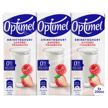 Drinkyoghurt Optimel Langlekker aardbei framboos 20cl Drinkyoghurt Optimel Langlekker aardbei framboos 20cl
