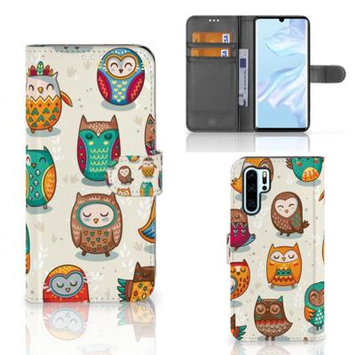 Huawei P30 Pro | Telefoonhoesje | Met pasjeshouder | Vrolijke Uilen Huawei P30 Pro | Telefoonhoesje | Met pasjeshouder | Vrolijke Uilen