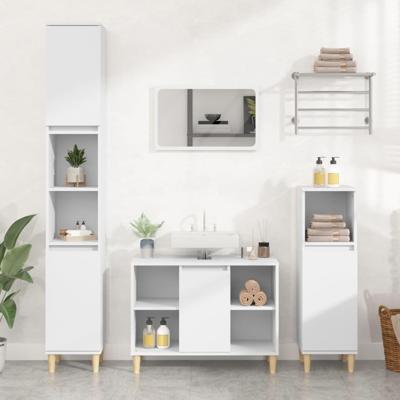 Wastafelkast 80x33x60 cm bewerkt hout wit Wastafelkast 80x33x60 cm bewerkt hout wit